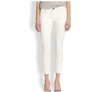Current/Elliott The‎ Stiletto Jeans in Dirty White w/ Patch Repair Women's Sz 25